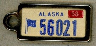 1958 Alaska 56021 Dav Key Chain License Plate Tag –
