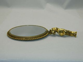Brass Handheld Vintage Mirror With Cherub Handle