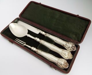 Early English Antique Georgian 1836 Solid Silver Travel Cutlery In Orig Box