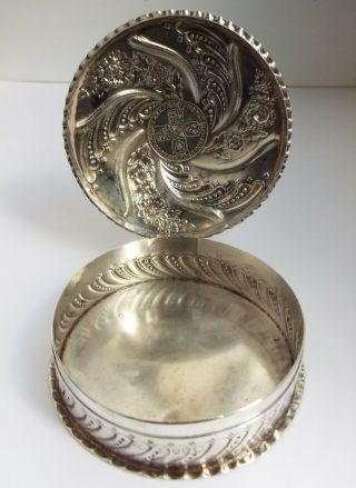 Lovely Large Decorative English Antique 1886 Sterling Silver Jewelry Trinket Box
