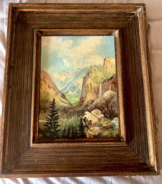 Antique California Painting,  Oil On Board,  Yosemite,  Circa 1900