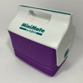 Vintage 1995 Minimate Cooler By Igloo Made In Usa Purple Teal And White