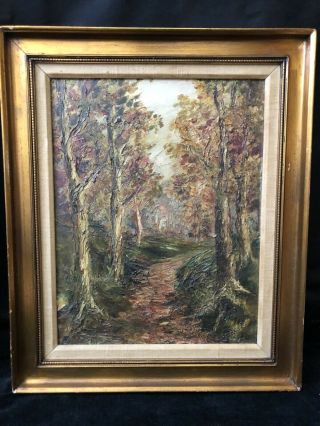 Antique Heavy Oil Painting Landscape Turn Of The Century Gold Framed