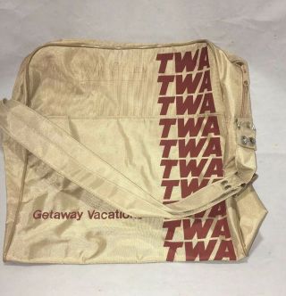 Vintage Twa Airlines Getaway Vacations Tote Bag 14 " X 13 " X 5 "
