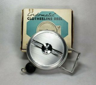 Vintage Cordomatic Cr - 20 Aluminum Auto - Retract Clothesline Reel 20 Ft