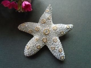 Vintage Retired Swarovski Starfish Brooch Crystal Encrusted Swan Gorgeous Gift
