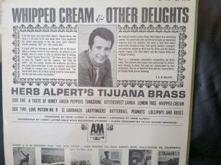 HERB ALPERTS TIJUANA BRASS - WHIPPED CREAM & Other Delights Vintage VINYL LP NM 2