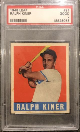 1948 Leaf Ralph Kiner Rc Rookie Psa 2 Good Pirates 91