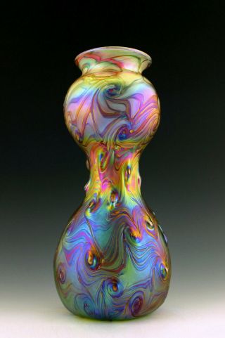 Glamorous Art Deco Jugendstil Glass Vase Tall 12 1/2