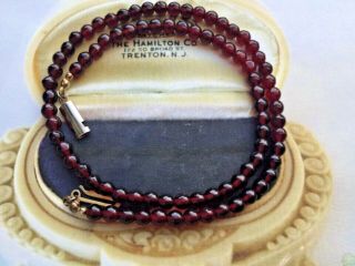 Vintage Deep Red ? Garnet Stone Beads Necklace Costume Jewellery