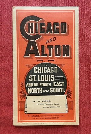 1889 Chicago & Alton Railroad " The Alton Road " Illinois Map St Louis Kansas City