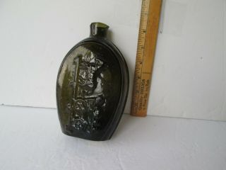 Antique O.  P.  Pint Flask Rich Olive - Amber 6.  5in.  Tall Railroad - Eagle Circa 1820 - 18