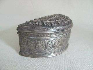 Antique Burmese Repoussed Silver Hinged Betel Box From Myanmar