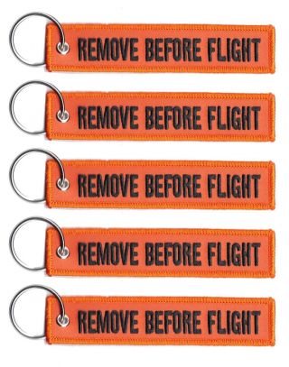5 Remove Before Flight Luggage Keychain Key Ring Pilot Cabin Crew Black/orange