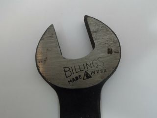 Vintage Billings 704 3/4” Single Open End Engineers Wrench,  Textured Grip Handle