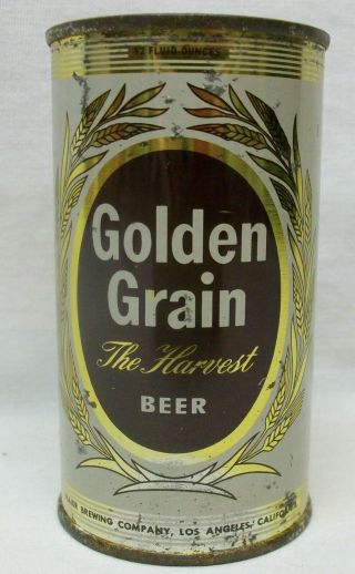 Vintage " Golden Grain " Beer Can Flat Top Steel " The Harvest Beer " 12oz " Maier "