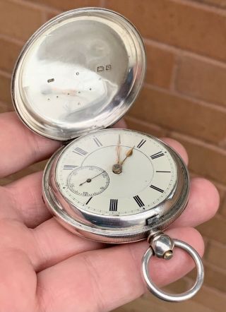 A Large Antique Solid Silver Manchester Full Hunter Fusee Pocket Watch 1899.