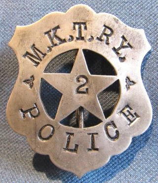 Original/obsolete " M.  K.  T.  Ry.  " (missouri - Kansas - Texas Railway) Police Shield 2