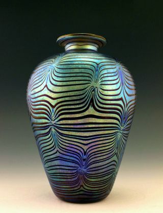 Glamorous Art Deco Jugendstil Glass Vase Tall 8