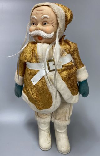 For Restoration - Vtg Gold Outfit Santa Claus Figure Christmas Doll Gale?