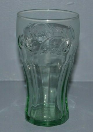 Vintage Coca Cola Glass Coke Bell Tumbler Small Green Juice Beverage 4.  5 In Tall