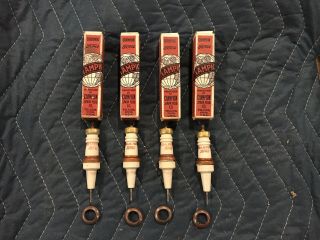 Four Champion Ford Script Spark Plug Cores Nos With Boxes A - 205 Model T A