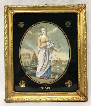 Antique Regency Hand Colored Engraving Mezzotint Peace Early 19th Century