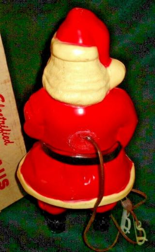 Vintage 1950 Union Products INC.  Blow Mold Hard Plastic Lighted Santa Claus 17 