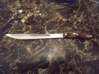 Vintage Cutco No.  23 Carving / Slicing Knife 9 " Blade Brown Wood Swirl Handle