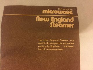 Vintage - The Microwave - England Steamer - Cooker - Raytheon 3