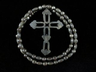 Antique Navajo Cross Necklace - Coin Silver Large Cross 2