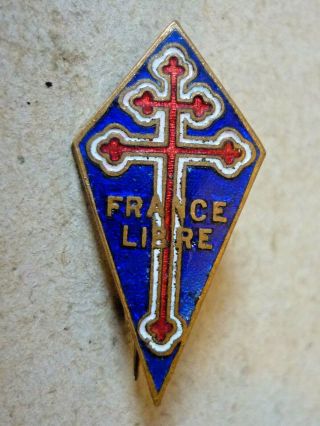 Vintage World War Two French Forces Enamel Badge France Libre