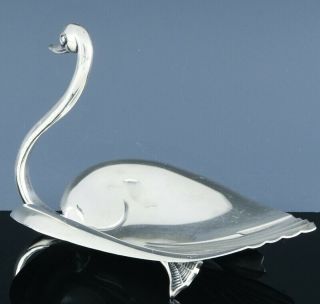 GREAT TIFFANY & Co MAKERS ART DECO STERLING SILVER SWAN FIGURAL CANDY DISH BOWL 2