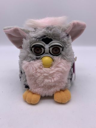 Vintage Furby 1998 Gray Black Spots Pink Belly Tags 70 - 800 See Details
