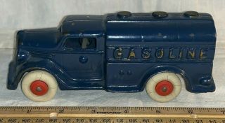 Antique Cast Iron Toy Gasoline Gas Oil Tanker Service Station Truck Arcade Mack