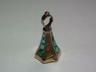 Antique C1890 Victorian 9ct Gold Natural Turquoise Set Seal,  Example