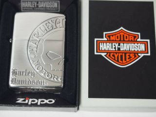 Zippo Oil Lighter Harley Davidson Hdp - 36 Silver Skull 3 Side Etching Brass Japan