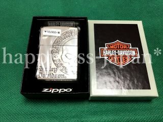 Zippo Oil Lighter Harley Davidson HDP - 36 Silver Skull 3 Side Etching Brass Japan 2