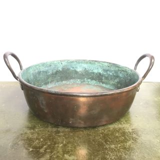 Antique Victorian Copper Jam / Preserving Pan Country Piece