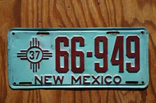 1937 Mexico License Plate 66 - 949