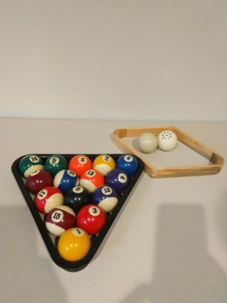 Vintage Standard Pool Table Billiard Balls Set With 9 Ball Ring & English Ball