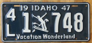 1947 Idaho Skier Vacation Wonderland License Plate Prof Restor 4l 1748