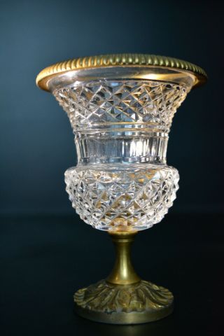 Elegant French Empire Style Gilt Bronze & Cut Crystal Vase 2