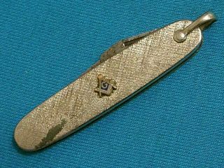 Vintage Imperial Usa Ansonsilver Freemason Masonic Pocket Watch Fob Knife Knives
