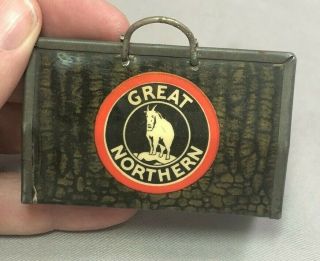 Great Northern Railway Railroad Celluloid Match Safe Antique Dining Car Oriental