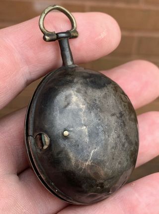 A OLD ANTIQUE VERGE / FUSEE PAIR CASED POCKET WATCH,  SPARES OR RESTORATION 1750. 2