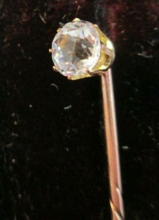 Antique 9ct Solid Gold Stick / Tie Pin - Rock Crystal Head 2