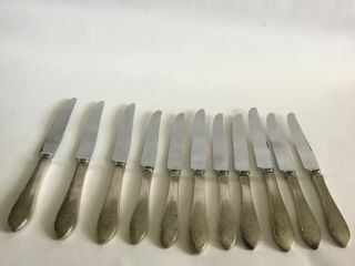 Vintage Set Of 11 Dinner Knives By Watson Silver Co.  Sterling Handles,  Stainless