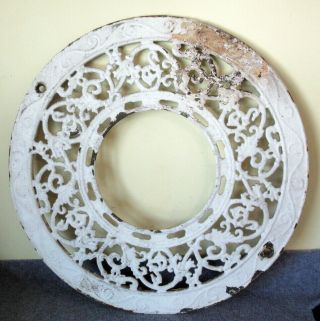 Vintage Cast Iron Stove Pipe Collar Chimney Flue Cover Ornate Grate Heat Ring