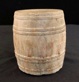 Miniature Stone Barrel Hand Carved Vintage